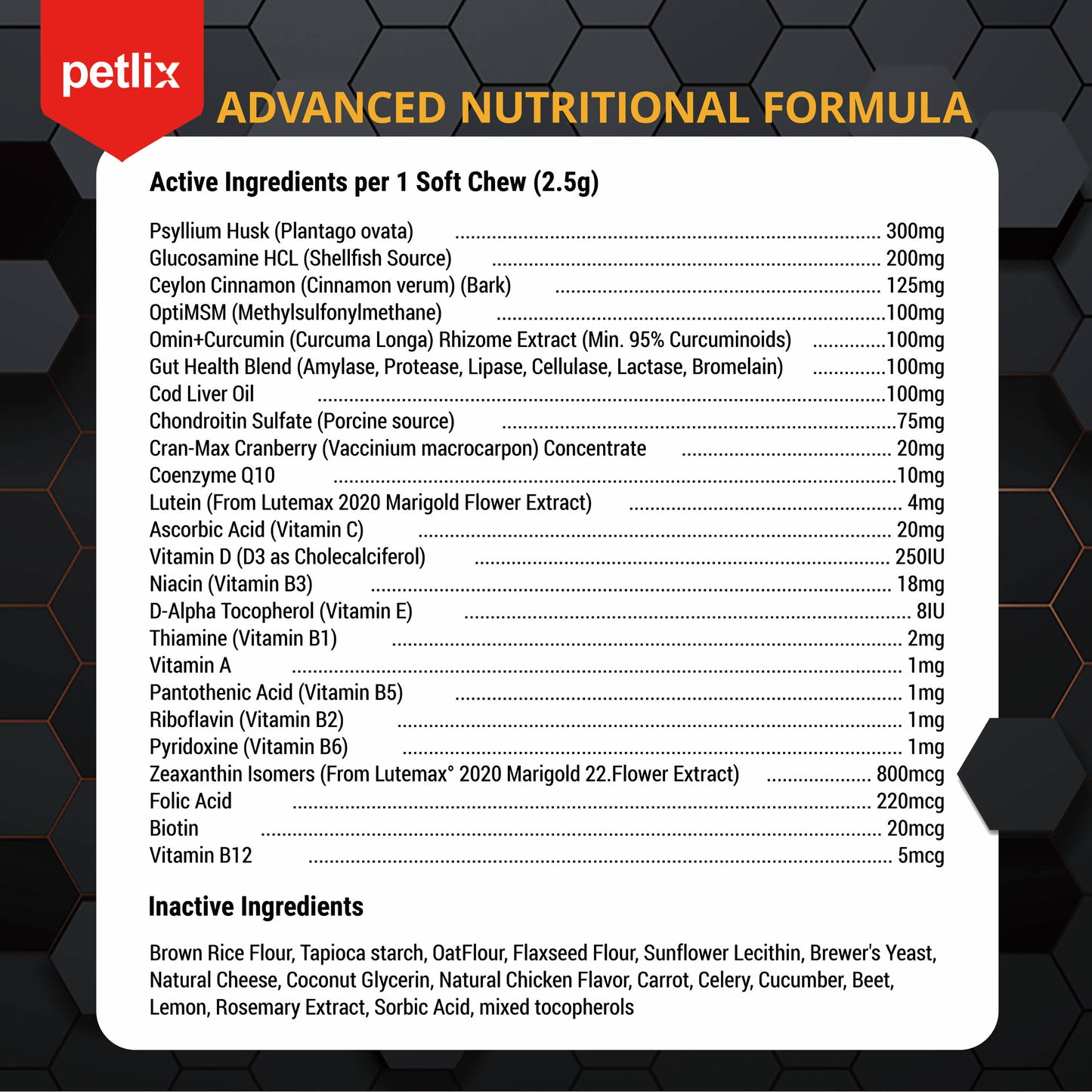 Petlix M11 Multivitamin Nutritional Supplement for Dogs (Glucosamine Chondroitin, Probiotics, Omega Fish Oil, Antioxidants, and Vitamins)